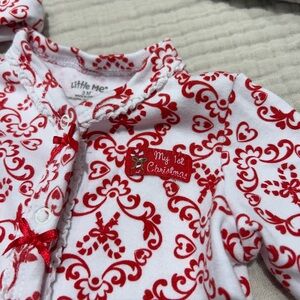 Little Me Festive Red and White Christmas Outfit